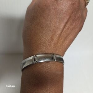 Vintage Sabona Brushed Stainless Steel Magnetic Therapy Link Bracelet, Size S/M